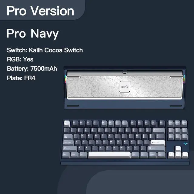 Alt view image 2 of 5 - KEEBMONKEY WOBKEY Crush 80 Reboot CNC Aluminum 5-Second Quick-Release Triple-Mode Connectivity Mechanical Keyboard with Superior Acoustics (Pro Navy)