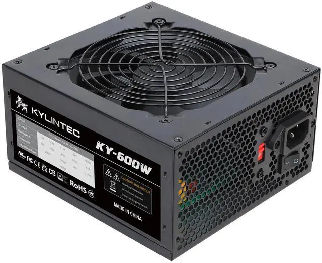 Alt view image 3 of 5 - 600w Power Supply ATX PSU Non-Modular with 6+2 Pin Connectors,120mm Auto-Thermally Fan PPC Protection