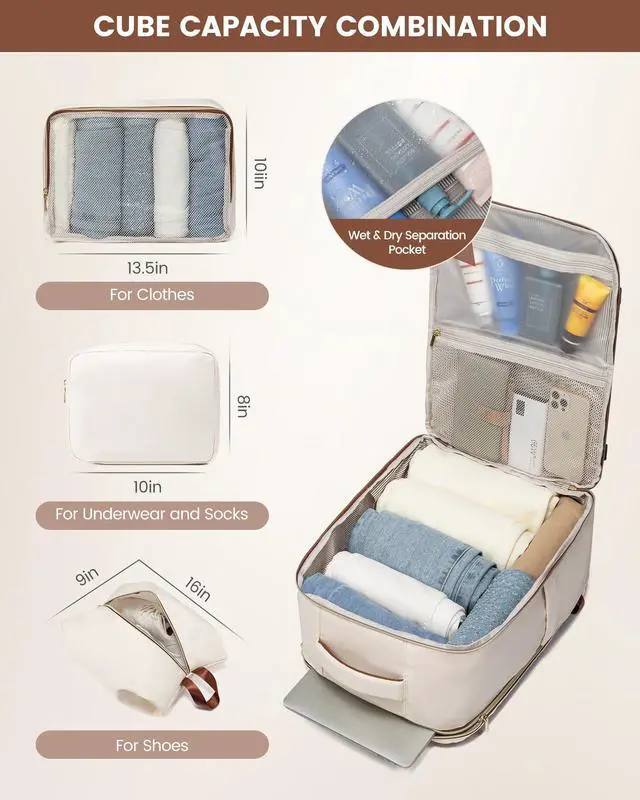 Alt view image 4 of 5 - LOVEVOOK Travel Backpack for Women&Men,Personal Item Travel Bag with 3 Packing Cubes,TSA Carry on Backpack for Airplanes Fit 17inch Laptop,40L Waterproof Travel Essentials Airline Approved Luggage