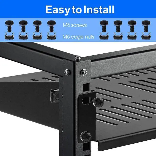 Alt view image 5 of 5 - Moocci 19" 1U Server Rack Shelf 2 Pack - Universal Vented Network Rack Mount Shelf for Server Rack & Cabinet - Rackmount Shelf Rack Shelves Cantilever Tray for Small Light Device Equipment
