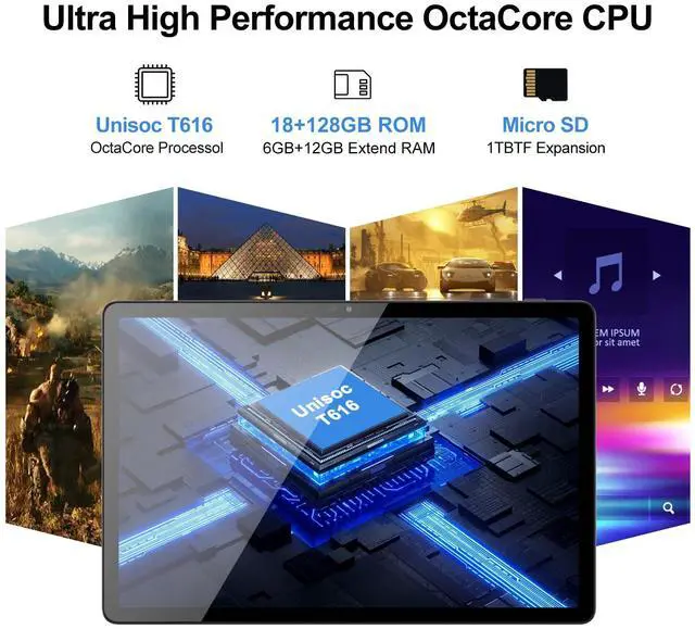 Alt view image 3 of 5 - MSLSTM 2025 Latest 11 inch Tablet Android 14 Tablets 18GB RAM 128GB ROM+1TB TF Expand, 2K Display, T616 CPU,23 MP Camera, 5G WiFi,4 Speakers, Tablet with Keyboard,case, Pen(Gray)