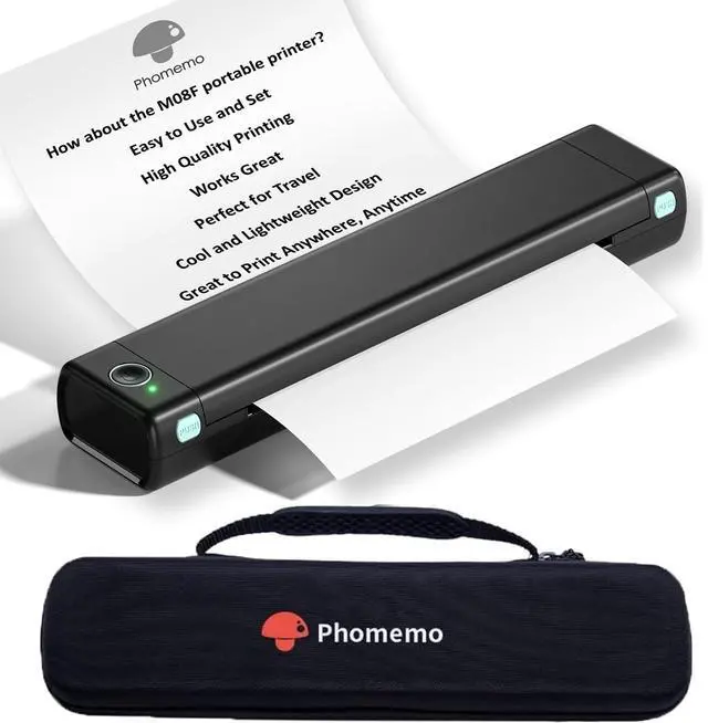 Main image of Phomemo M08F Portable Printer Wireless for Travel, Thermal Bluetooth Inkless Printer for 8.5" X 11" Thermal Paper, Compatible with Android iOS Phone Laptop, Mobile Printer with Case