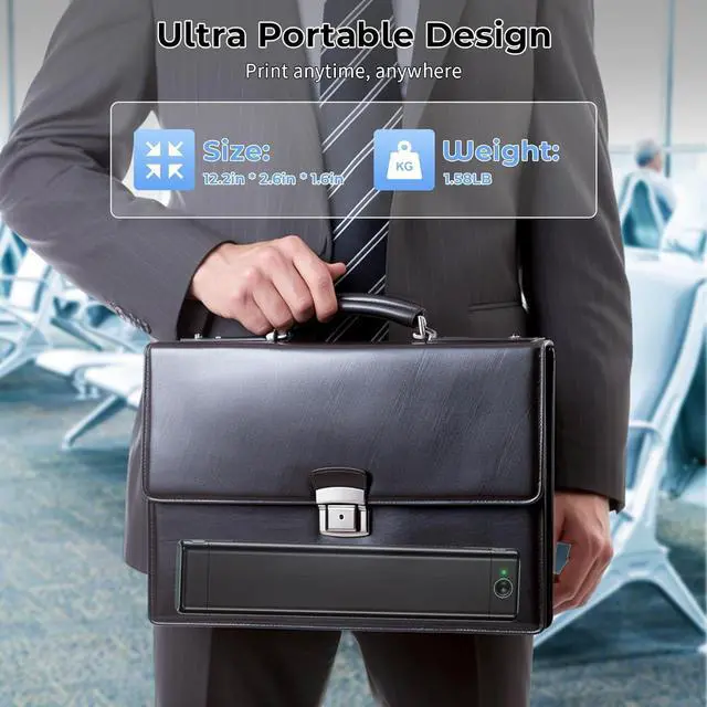 Alt view image 4 of 5 - Phomemo M08F Portable Printer Wireless for Travel, Thermal Bluetooth Inkless Printer for 8.5" X 11" Thermal Paper, Compatible with Android iOS Phone Laptop, Mobile Printer with Case
