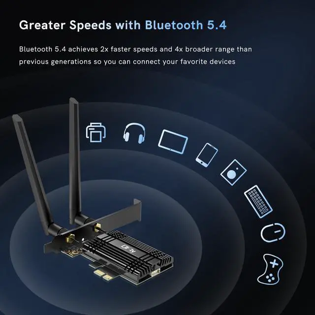 Alt view image 2 of 5 - WiFi 7 Network Card 8774Mbps QFly PCIe WiFi Card with Bluetooth 5.4, BE200 Chipset, Tri-Bands(6GHz/5GHz/2.4GHz) Wireless Network Adapter for PC, Support Win11(64 bit), only Support Intel CPU