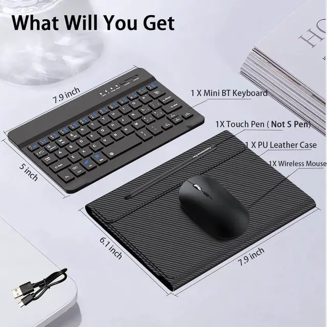 Alt view image 3 of 5 - for Samsung Galaxy Z Fold 7 6 5 Keyboard and Mouse, Portable Mini 7.9 inch Bluetooth Keyboard with Leather Case and Capacitive Pen, 4 in 1 Set for Z Fold7 6 Accessories