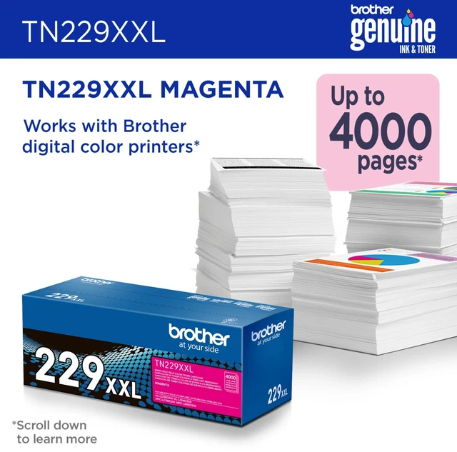 Alt view image 18 of 20 - Brother Genuine TN229XXLM Super High-yield Magenta Toner Cartridge
