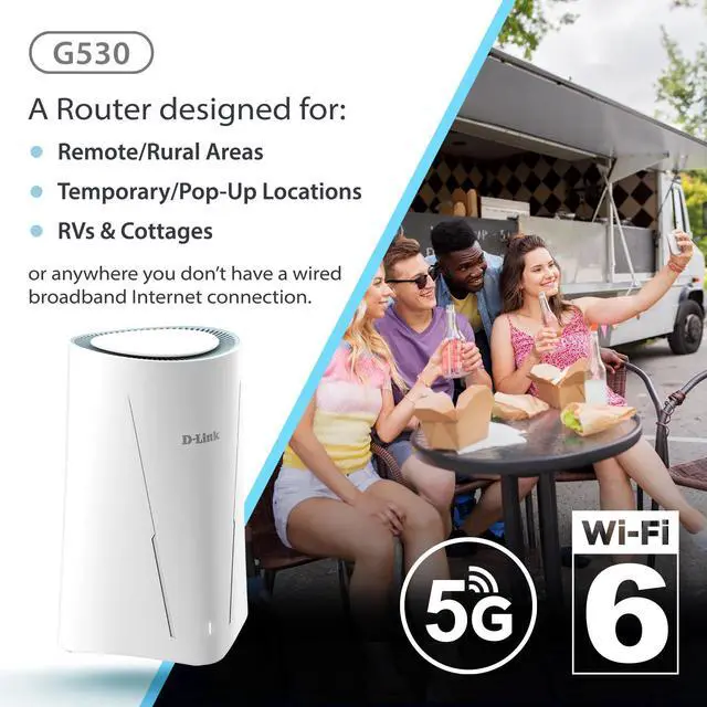 Alt view image 3 of 6 - D-Link AX3000 5G NR Cellular Gateway WiFi 6 Router | Optimized High-Gain Antennas | Dual-WAN Failover | AT&T, Verizon, T-Mobile Carrier Certified | NOW with 10GB SIM for testing (G530)
