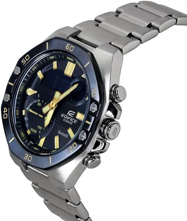 Alt view image 4 of 5 - Casio Edifice Black Dial Quartz Sports 100M Men's Watch ECB-10DB-1A9