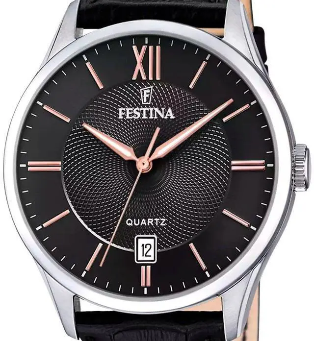 Alt view image 2 of 3 - Festina Classics Leather Strap Black Dial Quartz F20426-6 Men's Watch