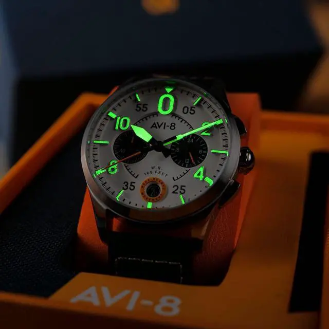Alt view image 2 of 7 - AVI-8 Spitfire Lock Chronograph Bethlem White Dial Quartz Men's Watch AV-4089-0B