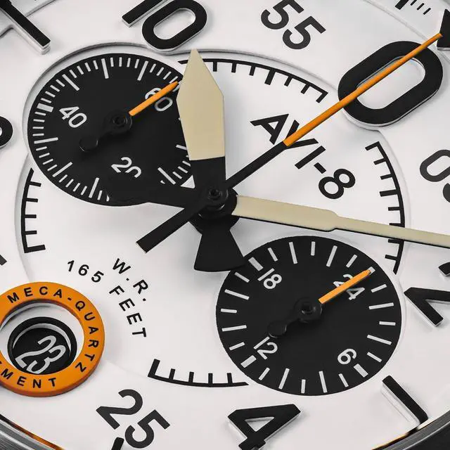 Alt view image 6 of 7 - AVI-8 Spitfire Lock Chronograph Bethlem White Dial Quartz Men's Watch AV-4089-0B