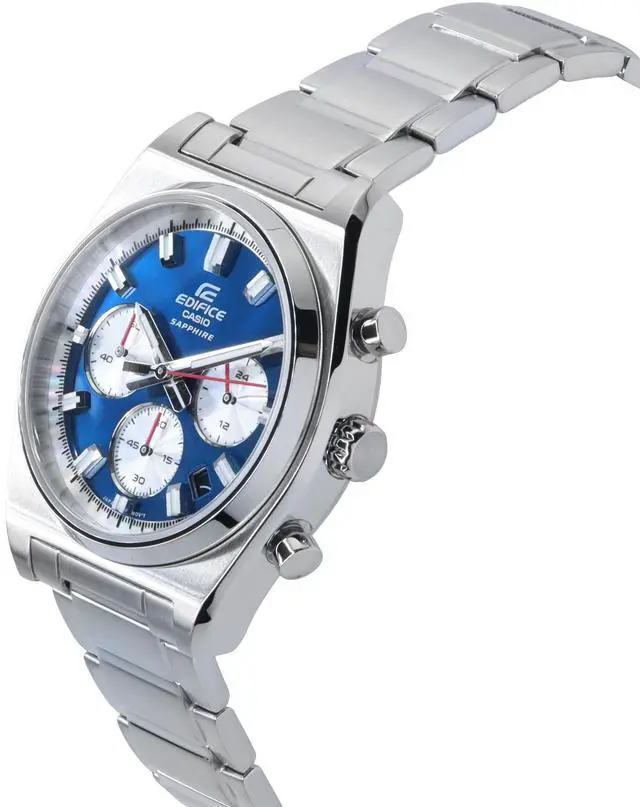 Alt view image 3 of 4 - Casio Edifice Analog Chronograph Blue Dial Quartz 100M Men's Watch EFB-730D-2AV