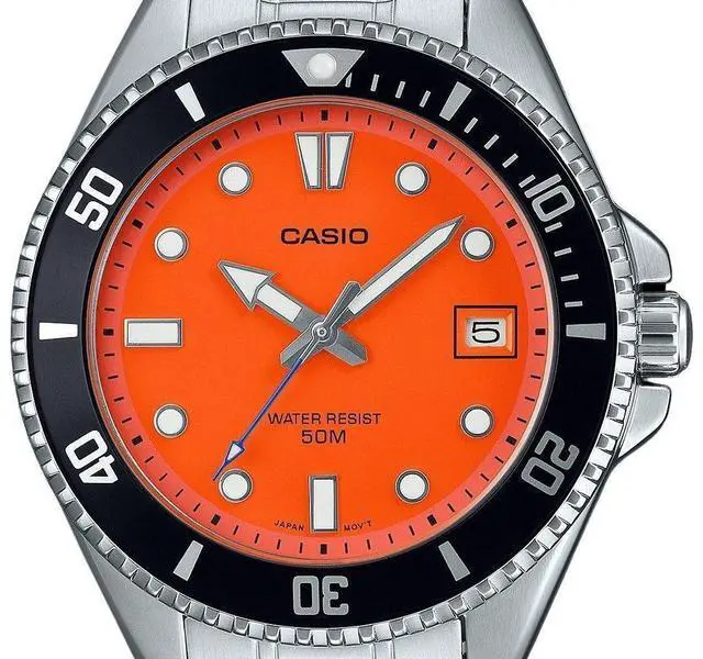 Alt view image 2 of 3 - Casio Standard Analog Orange Dial Sports Quartz Men's Watch MDV-10D-4A1V