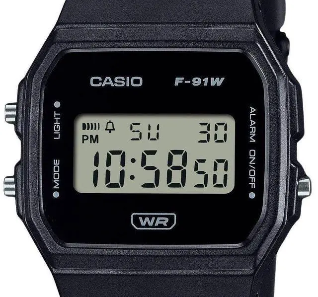 Alt view image 3 of 4 - Casio POP Digital Black Bio Based Resin Strap Quartz F-91WB-1A Unisex Watch