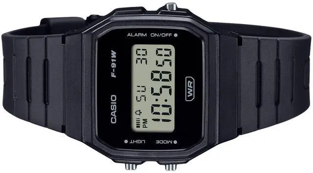 Alt view image 4 of 4 - Casio POP Digital Black Bio Based Resin Strap Quartz F-91WB-1A Unisex Watch