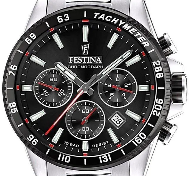 Alt view image 2 of 3 - Festina Timeless Chronograph Black Dial Quartz 100M Men's Watch F20560-6
