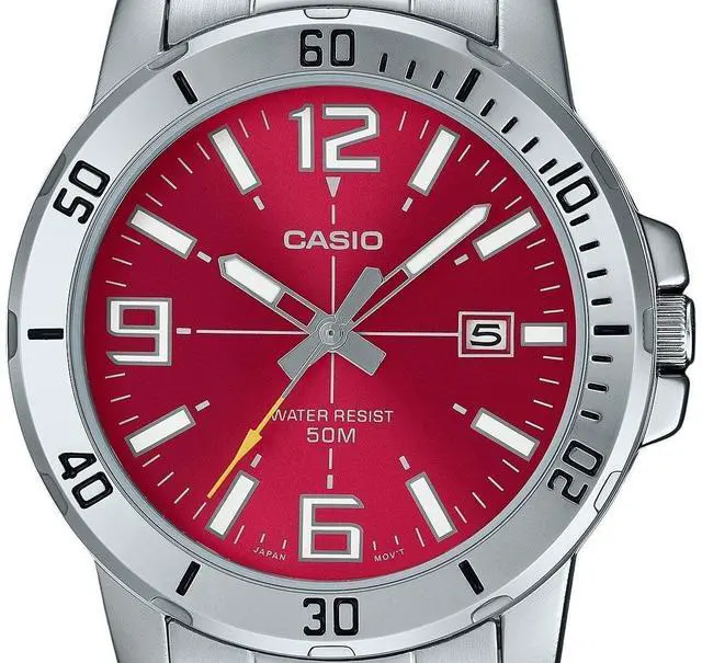 Alt view image 2 of 3 - Casio Standard Analog Stainless Steel Red Dial Quartz MTP-VD01D-4BV Men's Watch