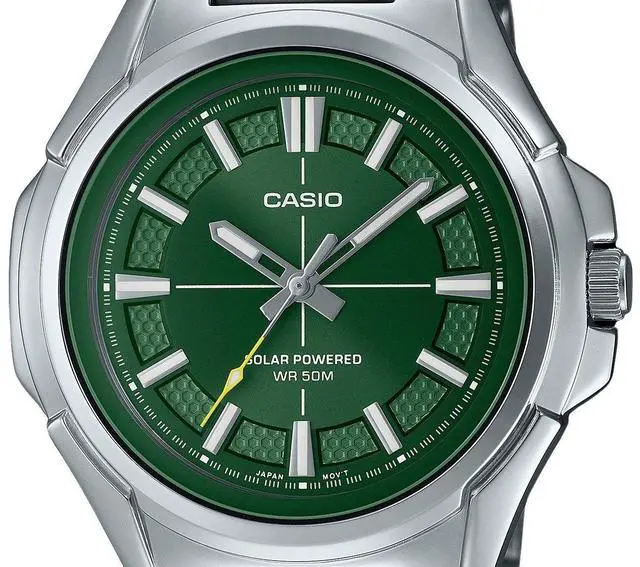 Alt view image 2 of 3 - Casio Standard Analog Green Dial Casual Solar Men's Watch MTP-RS100D-3AV