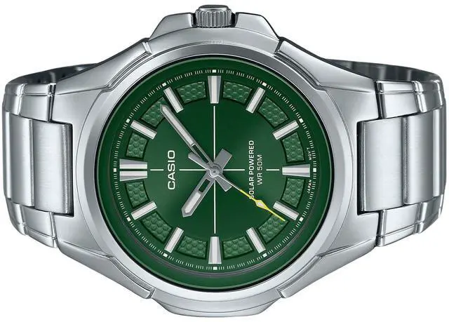 Alt view image 3 of 3 - Casio Standard Analog Green Dial Casual Solar Men's Watch MTP-RS100D-3AV