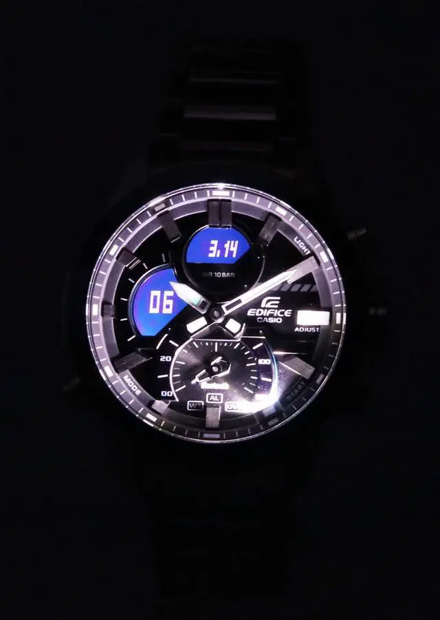 Alt view image 3 of 5 - Casio Edifice Grey Dial Sports Quartz 100M Men's Watch ECB-30DB-1A