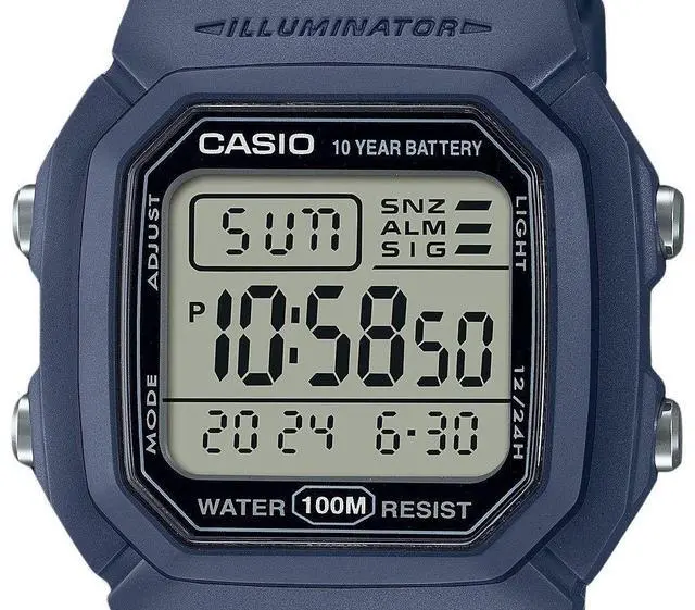 Alt view image 2 of 3 - Casio Digital Resin Strap Light Blue Quartz W-800H-2AV 100M Men's Watch