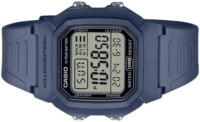 Alt view image 3 of 3 - Casio Digital Resin Strap Light Blue Quartz W-800H-2AV 100M Men's Watch
