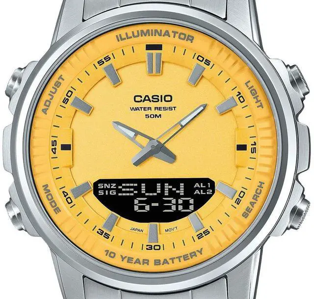 Alt view image 2 of 3 - Casio Analog Digital Yellow Dial Quartz Sports Men's Watch AMW-880D-9AV