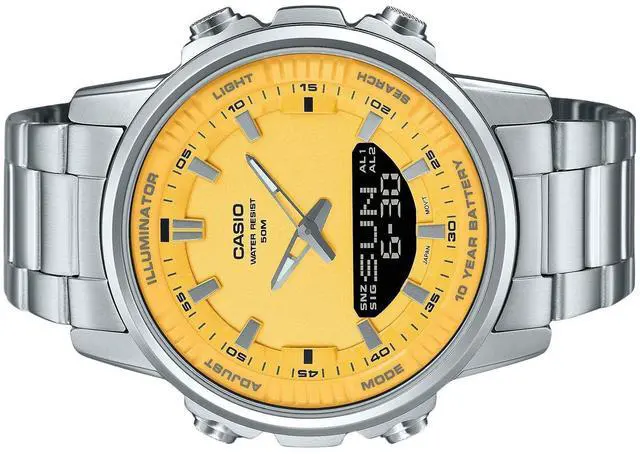 Alt view image 3 of 3 - Casio Analog Digital Yellow Dial Quartz Sports Men's Watch AMW-880D-9AV