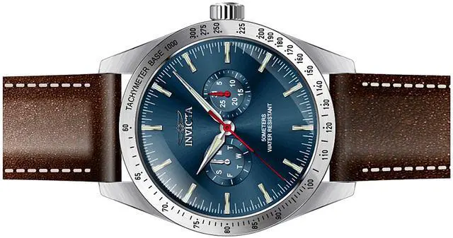 Alt view image 3 of 3 - Invicta Specialty Tachymeter Leather Strap Blue Dial Quartz 45978 Men's Watch