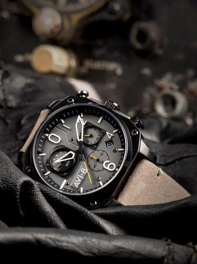 Alt view image 2 of 4 - AVI-8 Hawker Hunter Chronograph Sea Grey Dial Quartz Men's Watch AV-4052-03
