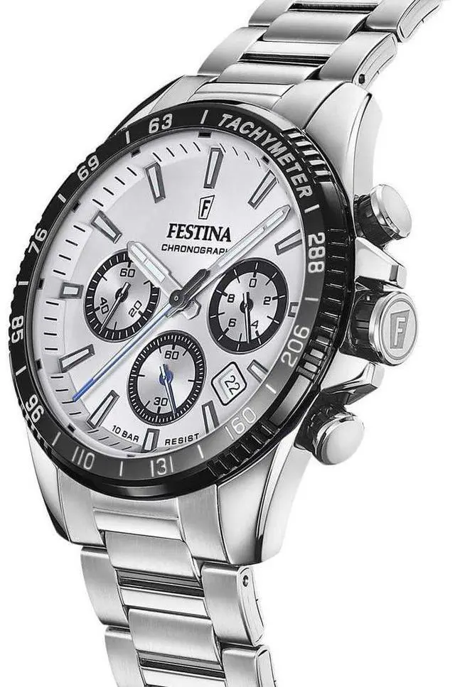 Alt view image 2 of 3 - Festina Timeless Chronograph Silver Dial Quartz 100M Men's Watch F20560-1