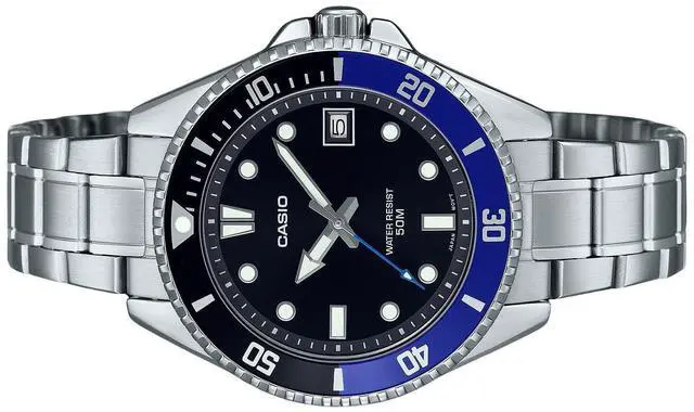 Alt view image 3 of 3 - Casio Standard Analog Stainless Steel Black Dial Quartz MDV-10D-1A2 Men's Watch
