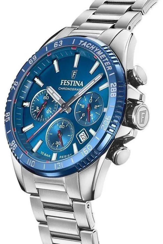 Alt view image 2 of 3 - Festina Timeless Chronograph Blue Dial Quartz 100M Men's Watch F20560-3