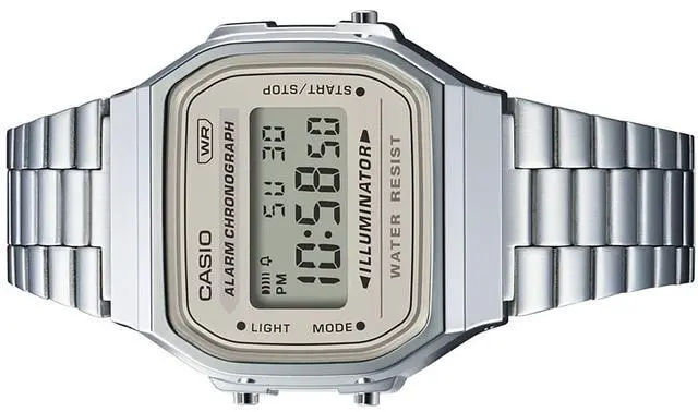 Alt view image 3 of 3 - Casio Vintage Digital Stainless Steel Bracelet Quartz A168WA-8 Unisex Watch