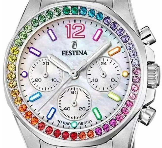 Alt view image 2 of 4 - Festina Rainbow Chronograph Silver Dial Quartz 100M Women's Watch F20606-2