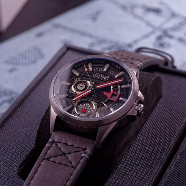 Alt view image 4 of 7 - AVI-8 Hawker Harrier Black Dial Quartz Casual Men's Watch AV-4098-04