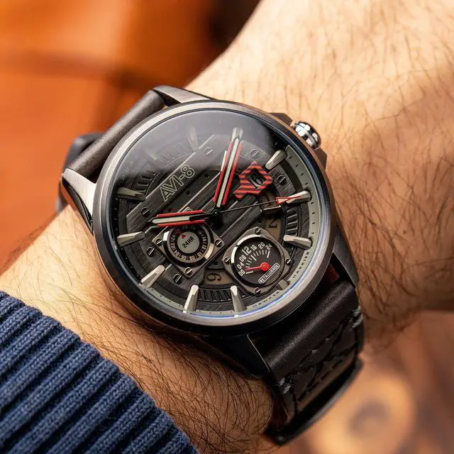 Alt view image 6 of 7 - AVI-8 Hawker Harrier Black Dial Quartz Casual Men's Watch AV-4098-04