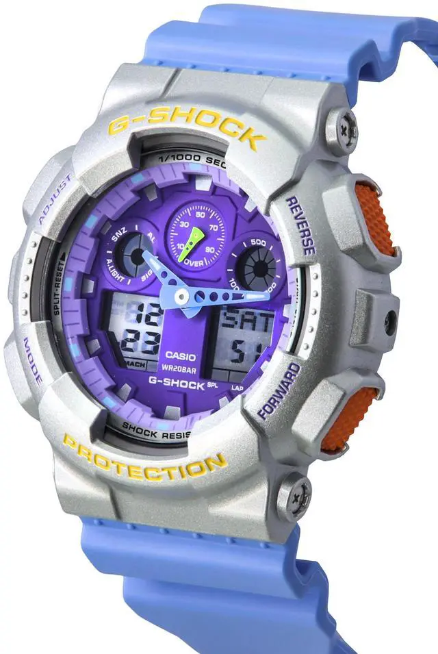 Alt view image 4 of 5 - Casio G-Shock Purple Dial Quartz Sports 200M Men's Watch GA-100EU-8A2