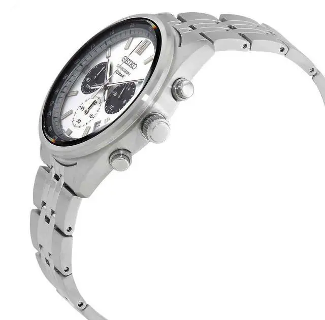 Alt view image 2 of 3 - Seiko Chronograph Stainless Steel White Dial Quartz SSB425P1 100M Men's Watch