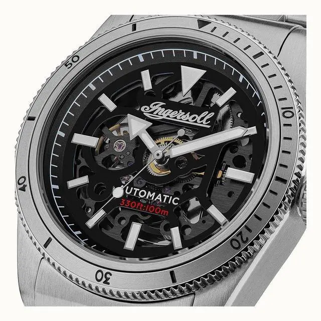 Alt view image 2 of 6 - Ingersoll The Scovill Black Skeleton Dial Automatic Casual 100M Men's Watch I139