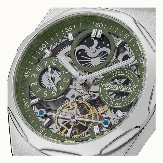 Alt view image 2 of 6 - Ingersoll The Broadway Green Skeleton Dial Automatic Dress Men's Watch I12905