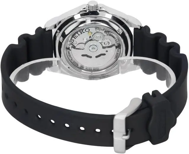 Alt view image 4 of 4 - Seiko 5 Sports Rubber Strap Black Dial Automatic SNZB33J2 100M Men's Watch