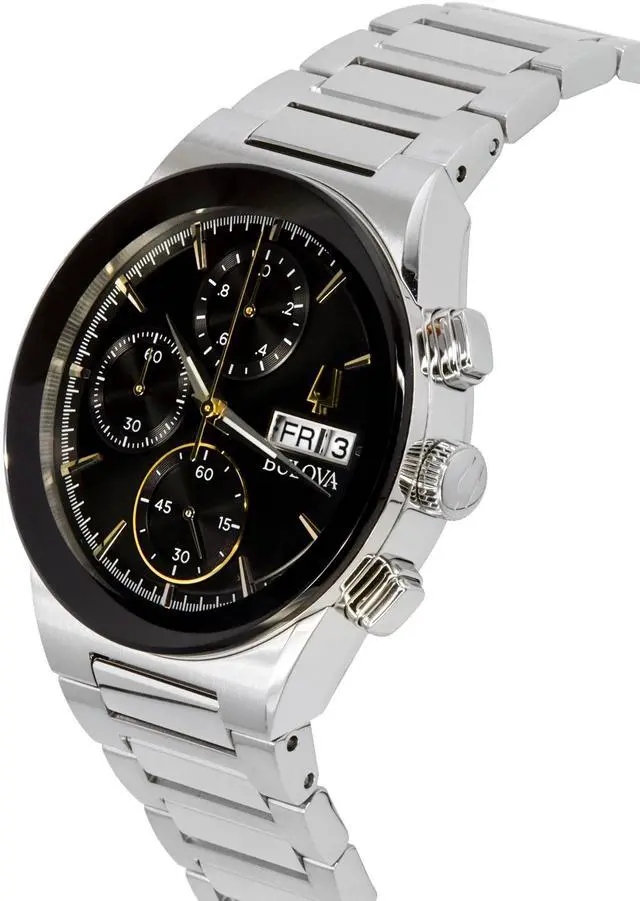 Alt view image 3 of 7 - Bulova Millennia Modern Chronograph Black Dial Quartz 96C149 Men's Watch