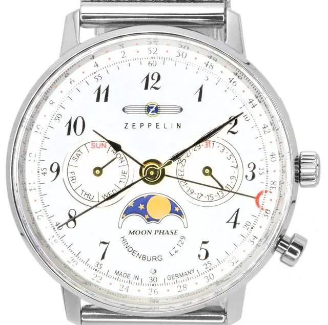 Alt view image 2 of 3 - Zeppelin LZ129 Hindenburg Moonphase Silver Dial Quartz 7037M1 Women's Watch