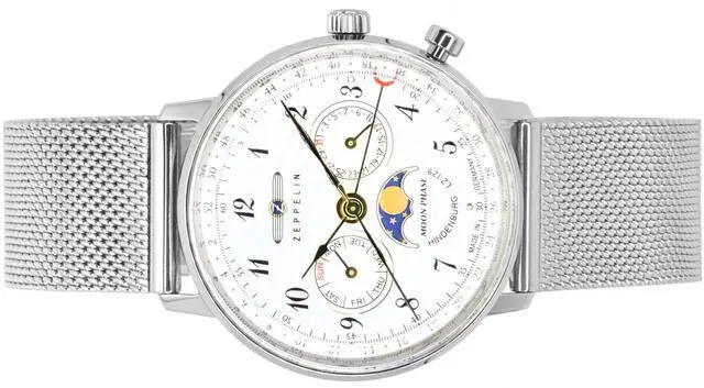 Alt view image 3 of 3 - Zeppelin LZ129 Hindenburg Moonphase Silver Dial Quartz 7037M1 Women's Watch