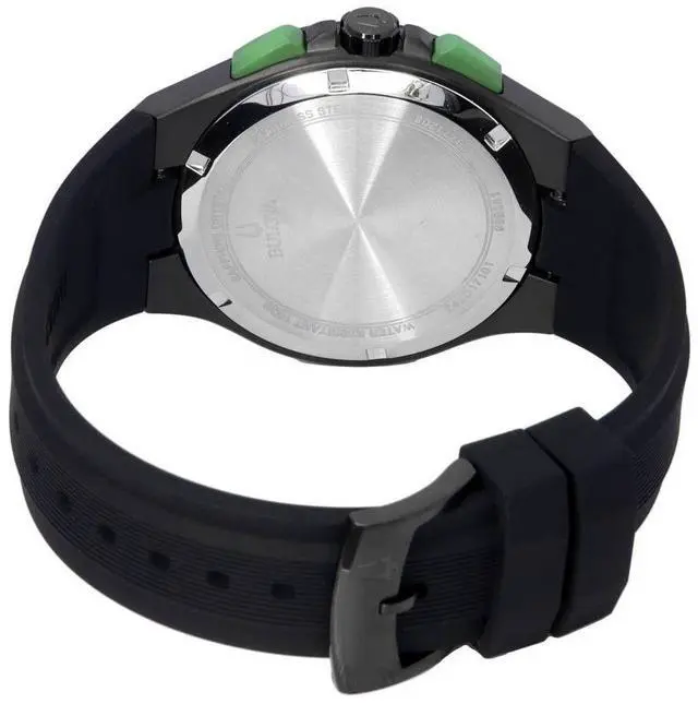 Alt view image 4 of 5 - Bulova Maquina Chronograph Black Dial Black Strap Quartz 98B381 Men's Watch