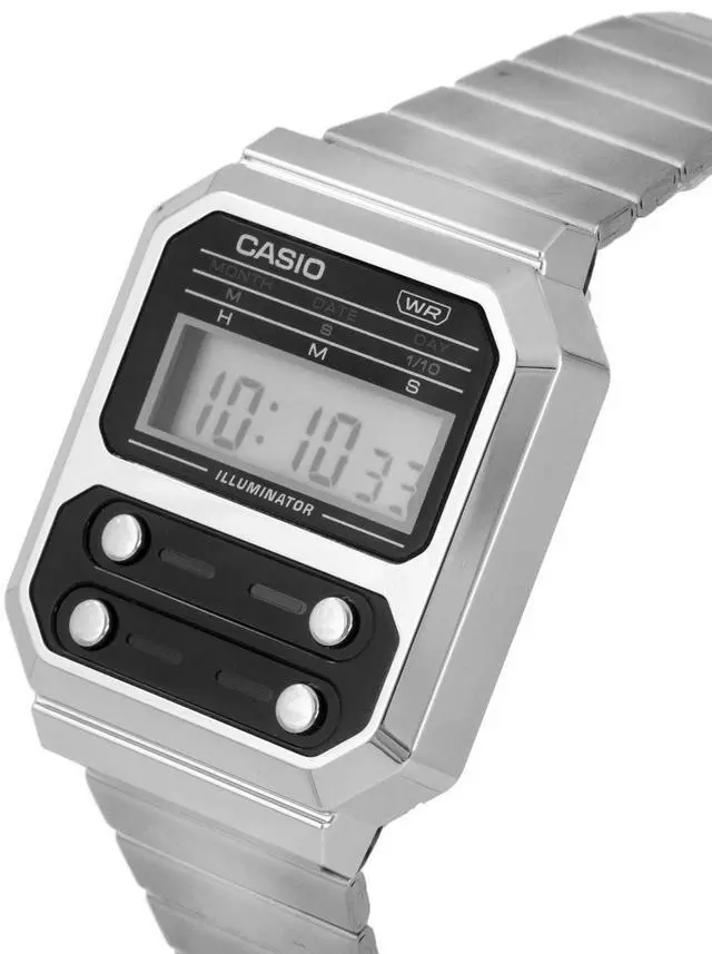Alt view image 3 of 4 - Casio Vintage Digital Stainless Steel A100WE-1A A100WE-1 Men's Watch