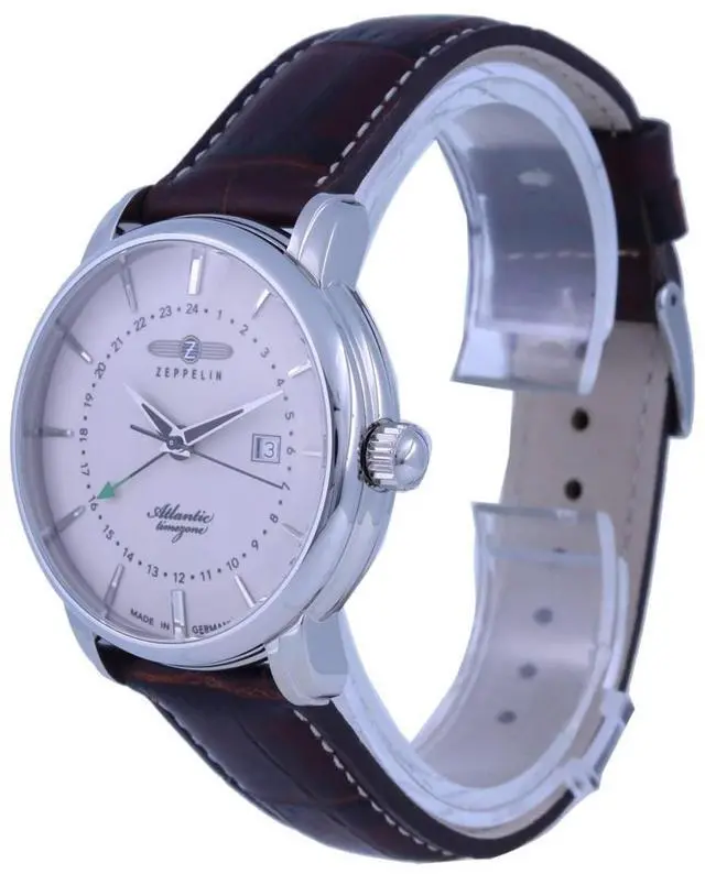 Alt view image 3 of 4 - Zeppelin Atlantic Beige Dial Leather Strap Quartz 8442-5 84425 Men's Watch
