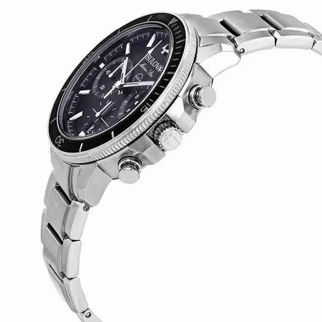 Alt view image 6 of 10 - Bulova Marine Star Mens Black Dial Chronograph Quartz Watch 96B272