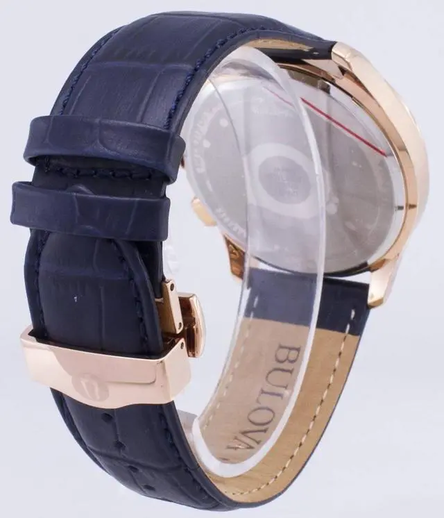 Alt view image 13 of 18 - Bulova Wilton Chronograph Mens Blue Dial Quartz Watch 97B170